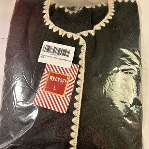 Wyeysyt Womens Embroidered Wool Blend Jacket Oversized